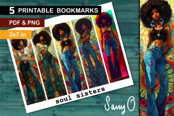 Download Bookmark Afro Hippie 70s Black Woman PNG - Premium Bundle