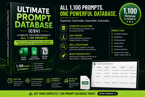 Download Ultimate AI Prompt Database (CSV) - Ultimate Collection