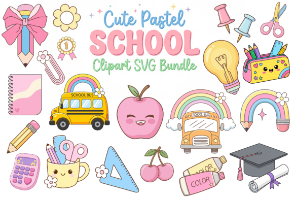 Download Cute Pastel School Clipart SVG Bundle - Premium Resources